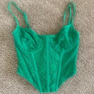 Green Lace Bustier Top